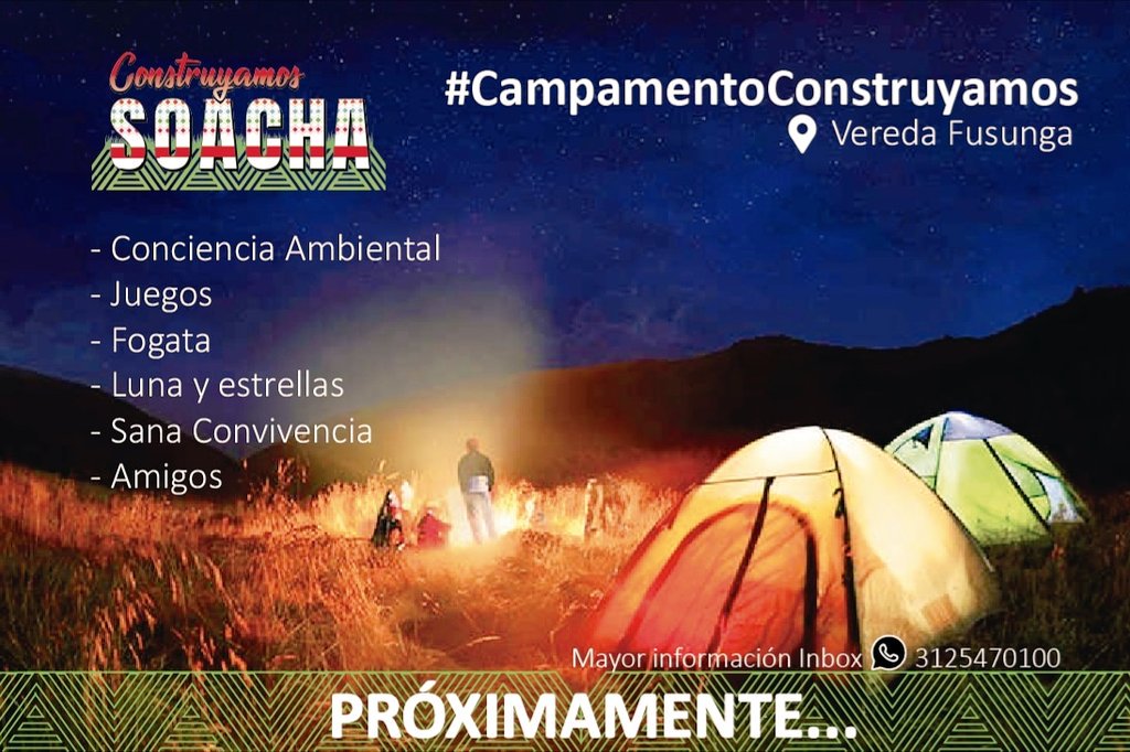 ConstruyaSoacha's tweet photo. Renueva tu contacto con la naturaleza. 🏕️
#CampamentoConstruyamos #Naturalizate #ParcheAmbiental #VeredaFusunga #Amigos #Juegos #Fogata #ConcienciaAmbiental #ConstruyamosSoacha 🇵🇱 🌱 https://t.co/A5KBhpkM3g