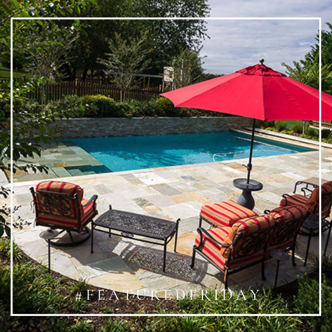 #FeaturedFriday - We designed this traditional pool and outdoor living area for a client in Chester County, PA. Granite stone was used around the pool and patio area to lend a classic, timeless feel to this beautiful outdoor retreat.
#FieldofDreams #FieldofDreamsDE #pooldesign