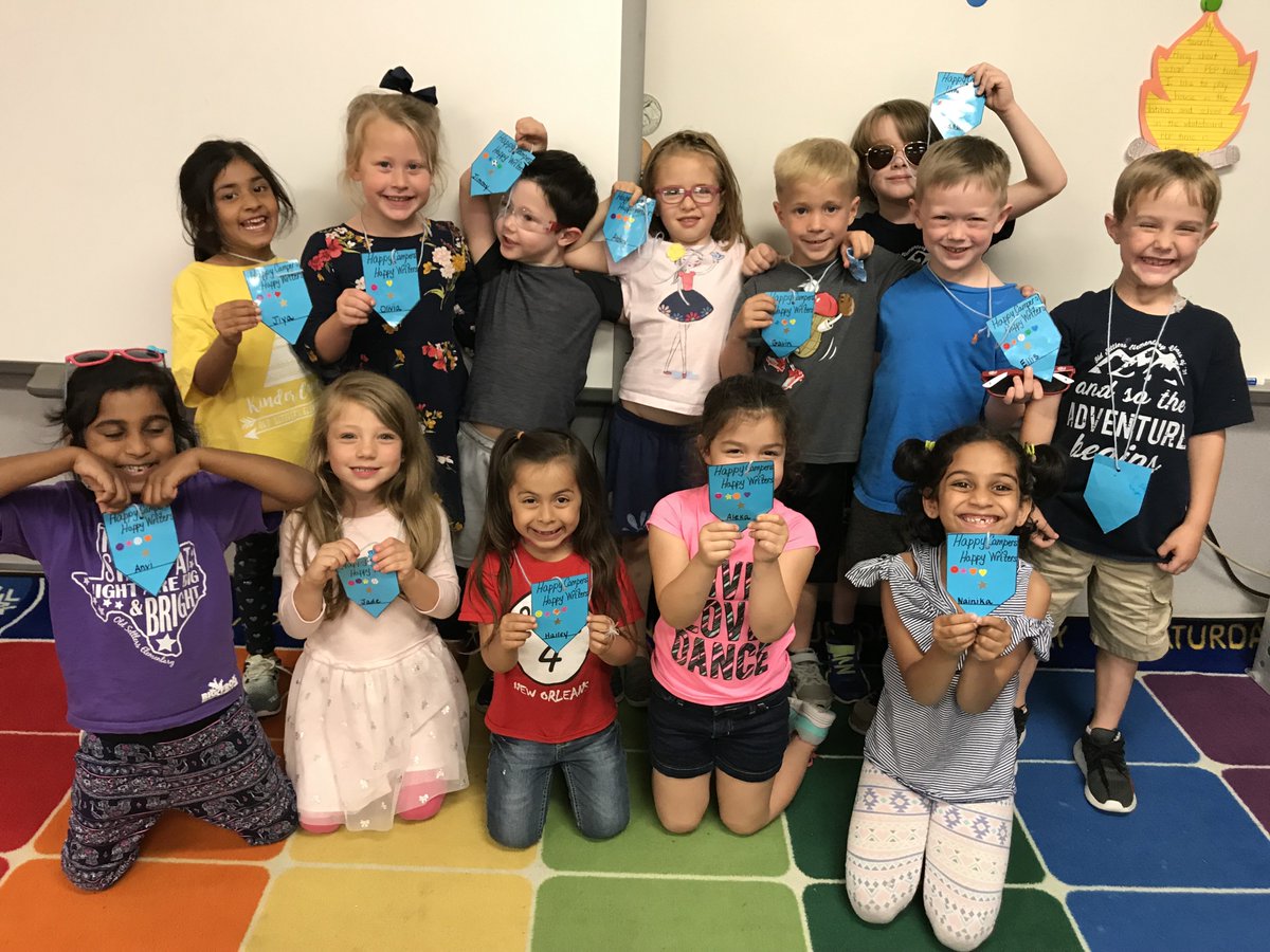 MsFaulkner_K's tweet photo. Day 4, our final day of our OSE Happy Campers, Happy Writer's Bootcamp was a succes!! Students sharing was the highlight of the week! #osestars #lisdthrive #kindergarten #writing https://t.co/9N267id9Rg