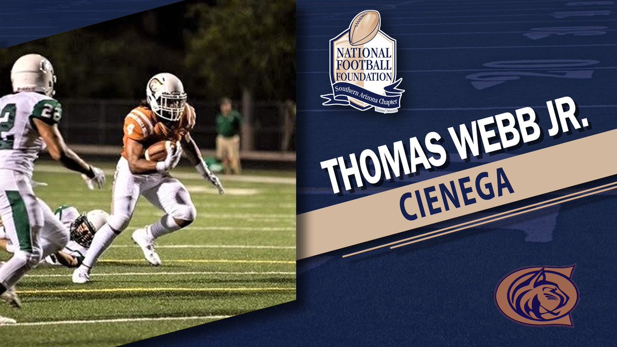 It's time to honor Cienega's Thomas Webb Jr.!

✅1st Team All-Region Defensive Back
✅Team Captain
✅4.062 GPA w/ honors &amp; AP courses
✅National Society of High School Scholars
✅President of FCA