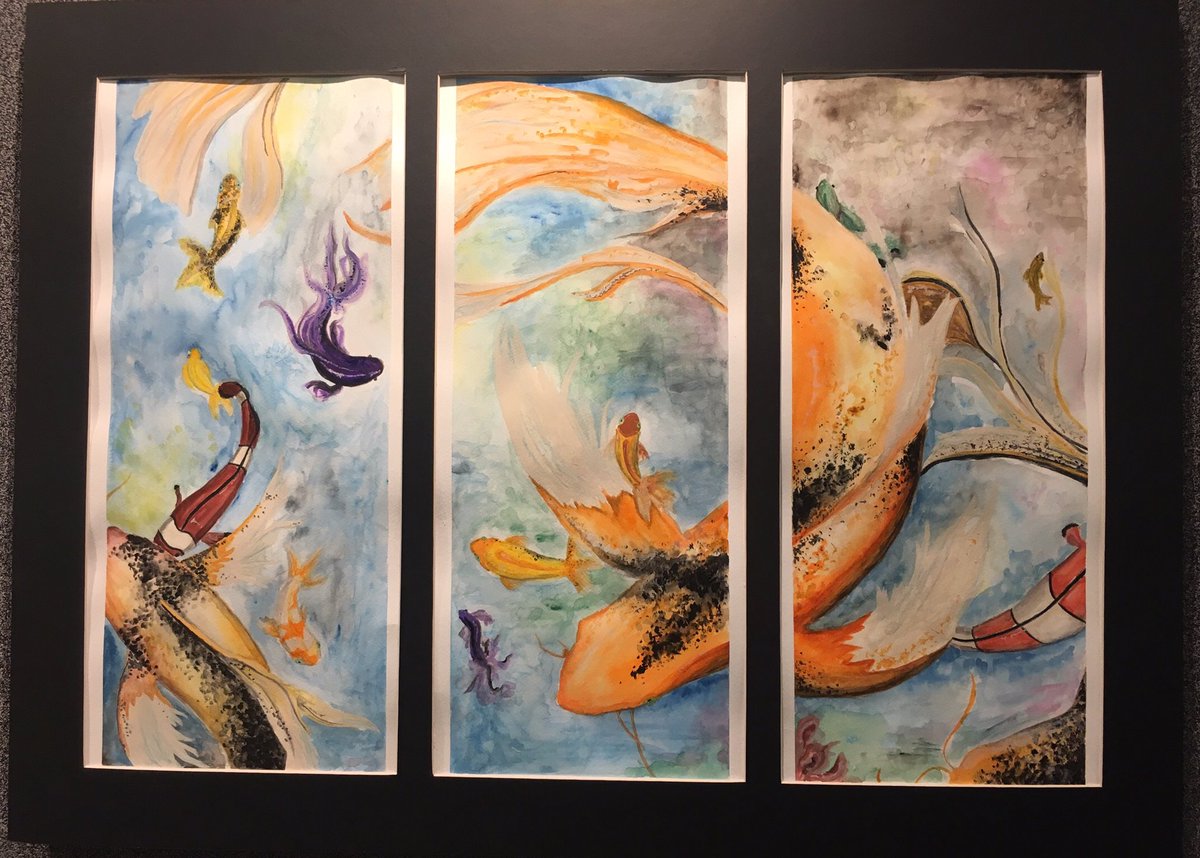 TrishaAbel's tweet image. Our 2019 STATE Visual Arts Award winner, Rebecca Pumerlo and her painting, “Triptych Koi Fish” #montimagic #montiarts #magicpride @ISD882 @MonticelloMagic