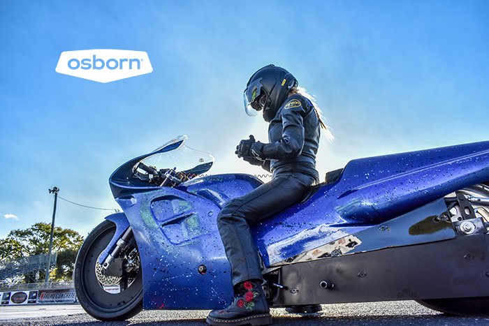 OsbornBrushes's tweet photo. In just 8 days, our partner Andie Rawlings will compete in one of the NHRA’s toughest races – the Arby’s Southern Nationals.  We are proud to support her and hopefully she will #FinishFirst! #NHRA #motorcycle https://t.co/ZjHuLqPcz8