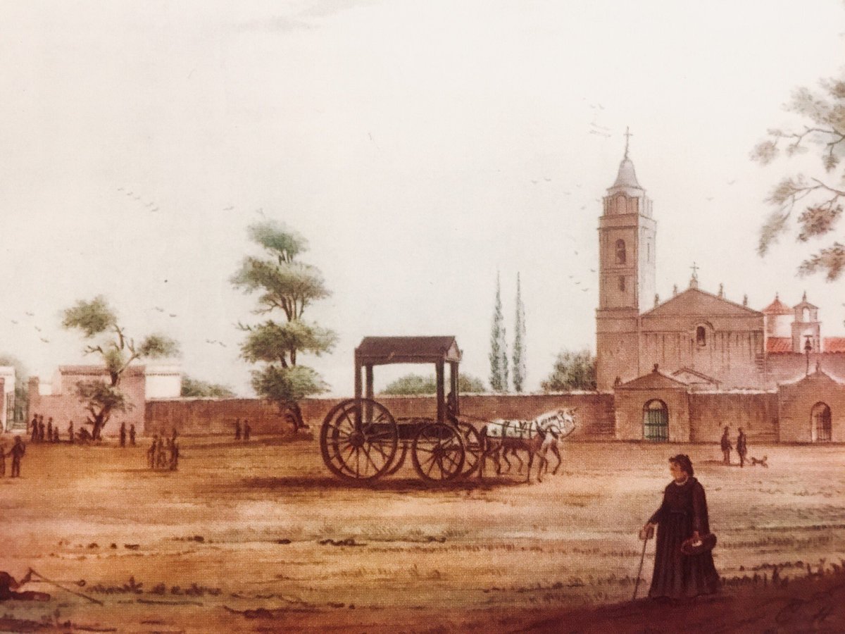 d_balmaceda's tweet photo. Nuestra Señora del Pilar, junto al Cementerio de la Recoleta, pintada por Charles Henri Pellegrini en 1841. https://t.co/SoCizqFd6Z