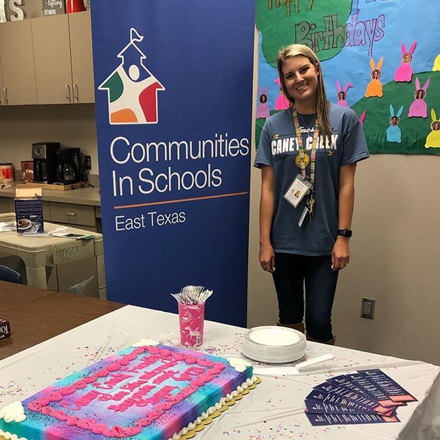 CaneyCreekHS's tweet image. Brittany Pennick thanks CCHS Staff for their support of Communities in Schools bit.ly/2GJeErW