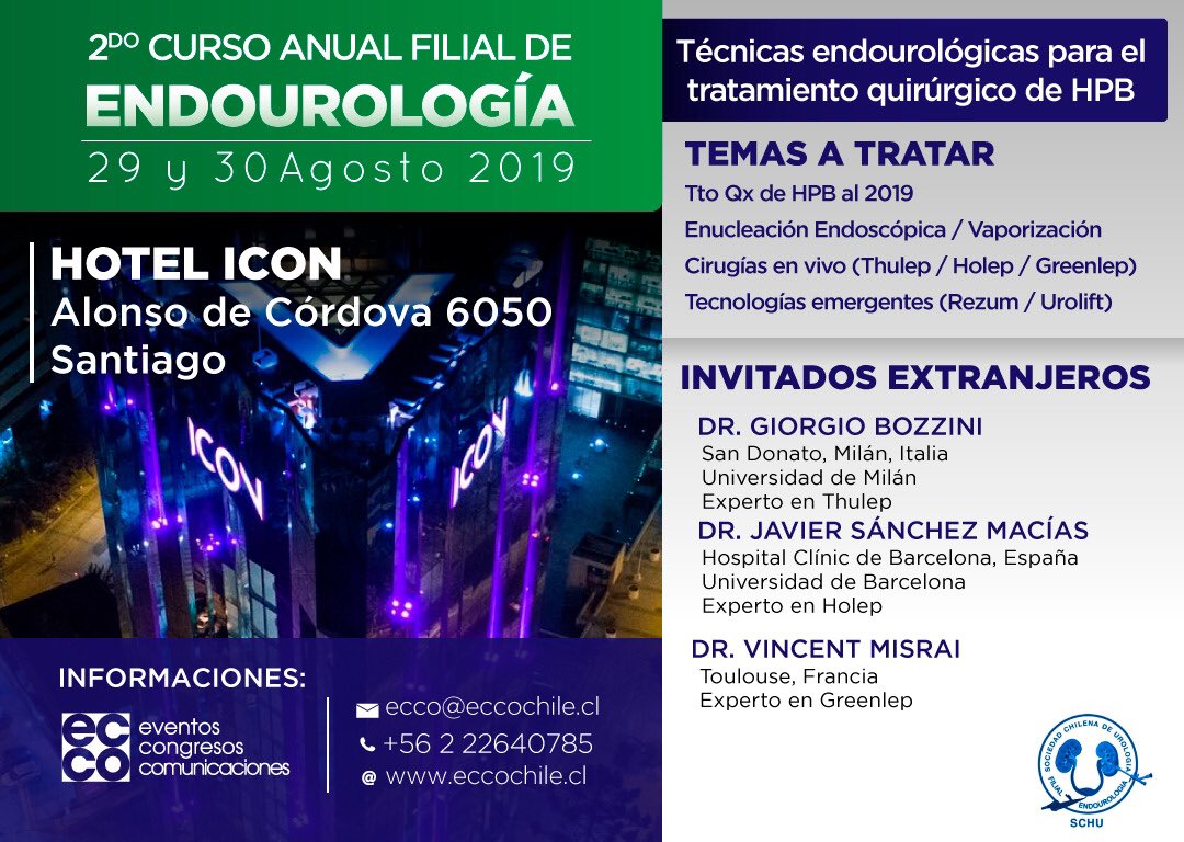 Save the date! 2do Curso Anual Filial de Endourología Chile 🇨🇱