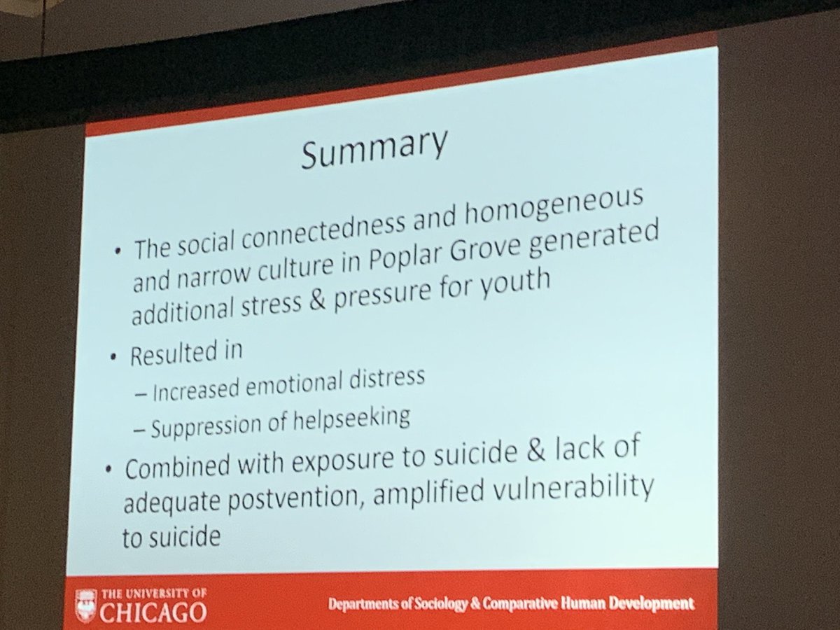 sspencerthomas's tweet photo. Mueller: #culturalscript for #suicide emerged in this community - pressure causes suicide. Ignoring these social roots makes it hard to move the dial with other strategies. #AAS19 https://t.co/67f2a4fg7C