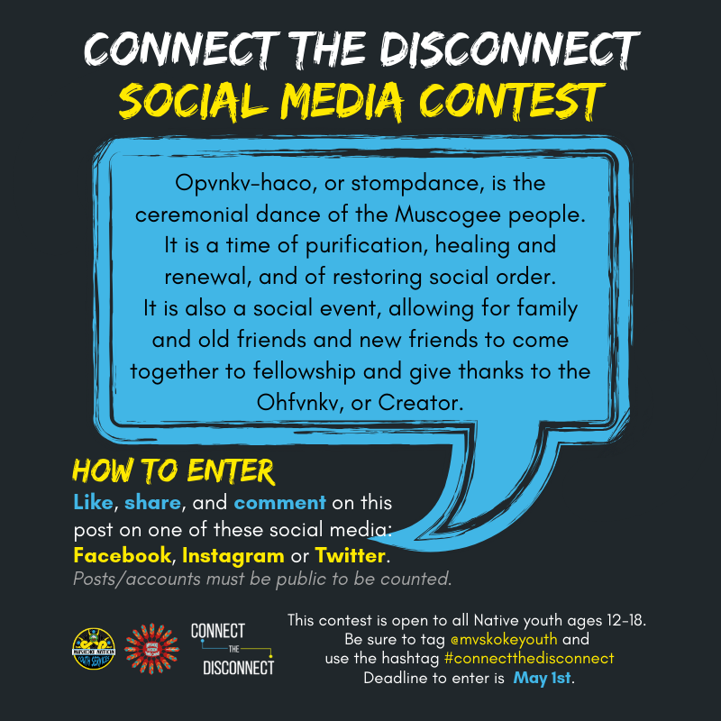 MvskokeYouth's tweet photo. Stompdance season is approaching! So let's #ConnecttheDisconnect, share our cultural knowledge, &amp; win a contest! All you have to do is like, share, &amp; comment on this post to be entered. 10 youth will win a seat at a stompdance can making class in May! (All supplies included!) https://t.co/AzEvOKFZYk