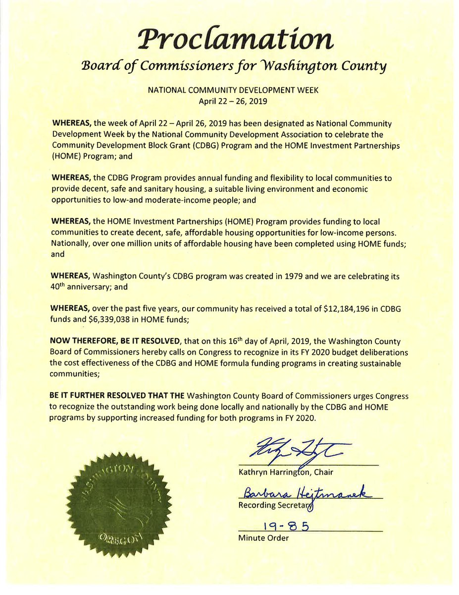 RepBonamici's tweet photo. This week is National Community Development Week, which recognizes the importance of Community Development Block Grants and the HOME Program. I am proud to support funding for these programs and join our communities in recognizing the good they do. #CDWeek2019 https://t.co/m6zEF6fuh2