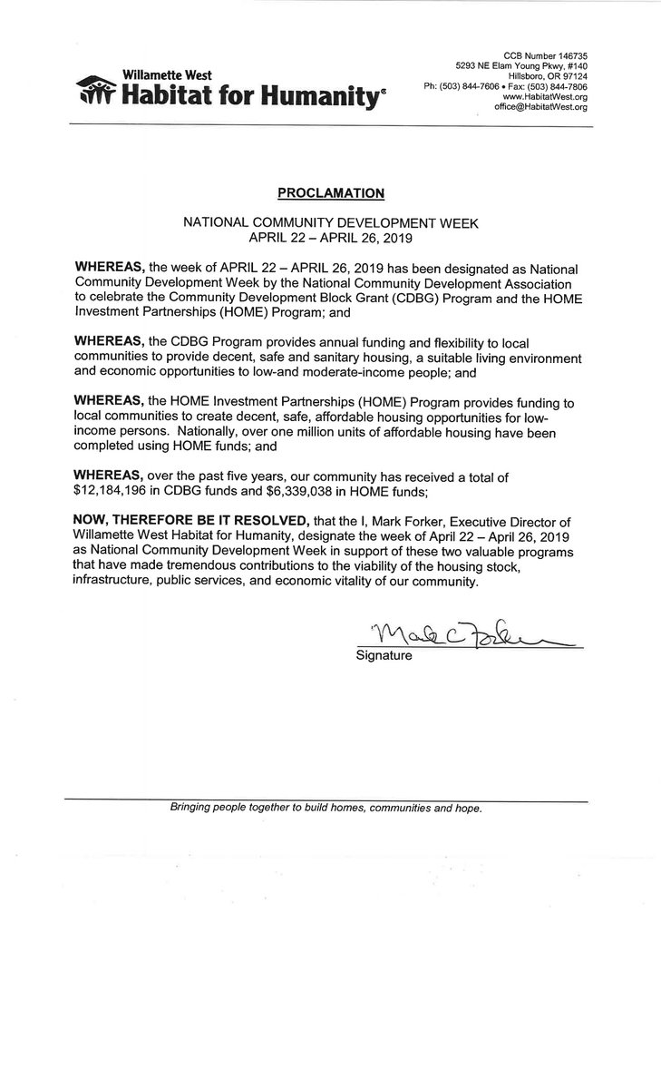 RepBonamici's tweet photo. This week is National Community Development Week, which recognizes the importance of Community Development Block Grants and the HOME Program. I am proud to support funding for these programs and join our communities in recognizing the good they do. #CDWeek2019 https://t.co/m6zEF6fuh2