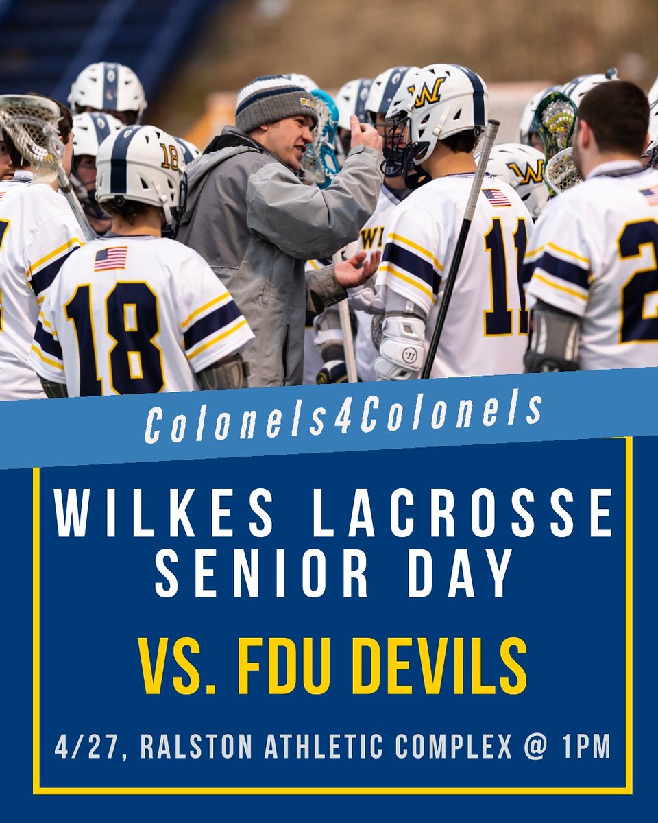 WilkesSAAC's tweet photo. Last one of the year! Don't miss the @WilkesLacrosse regular season finale tomorrow at 1pm! Check in will be with Jamey Mikovich #Colonels4Colonels https://t.co/VR9b0T22q7