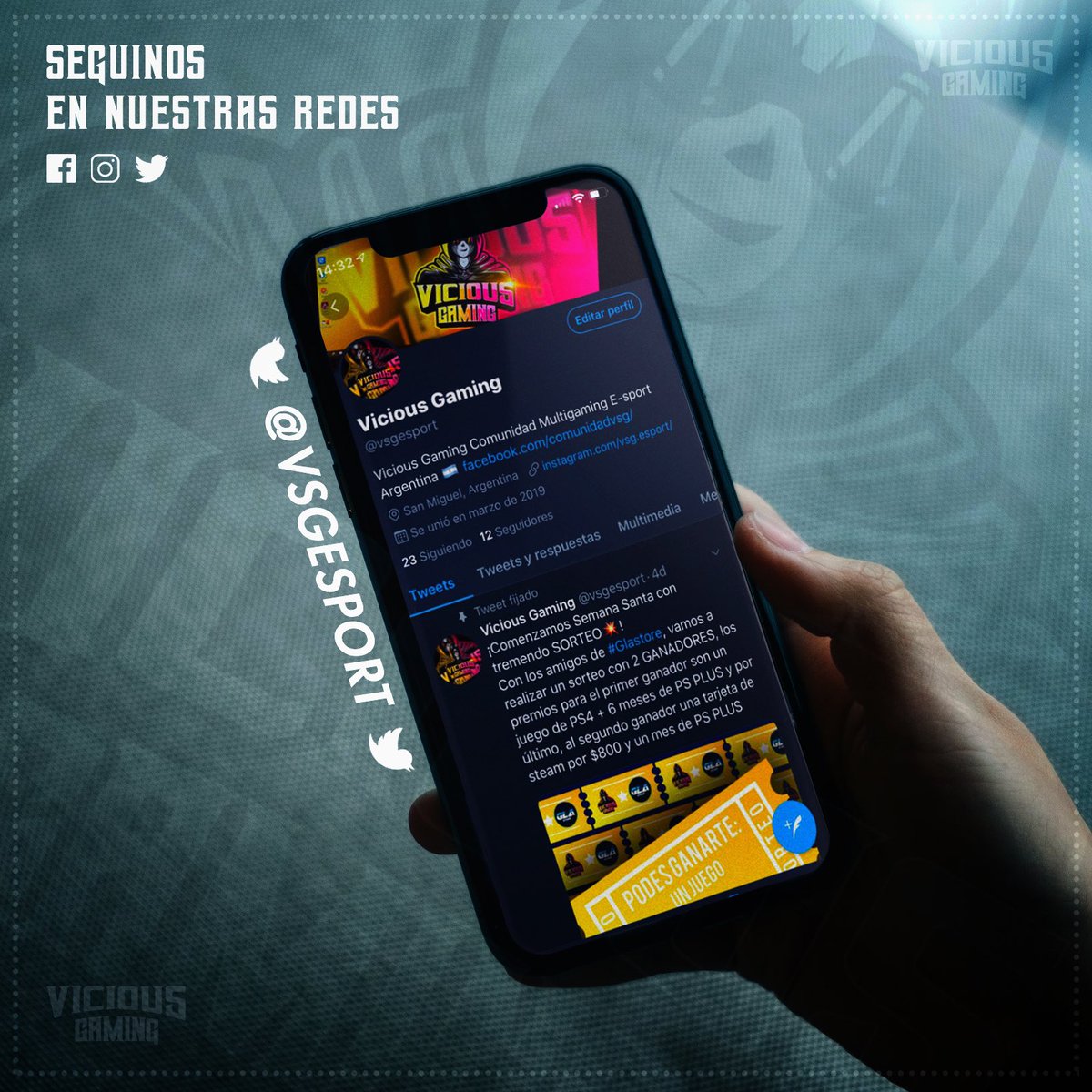 Los invitamos a todos a que nos sigan en todas nuestras redes para que puedan estar informados y ver todas nuestras publicaciones! 🤳🏼
Seguimos en nuestra cuenta de Twitter x.com/vsgesport
Nos ayudan con tan solo un RT 💯

#ViciousGaming