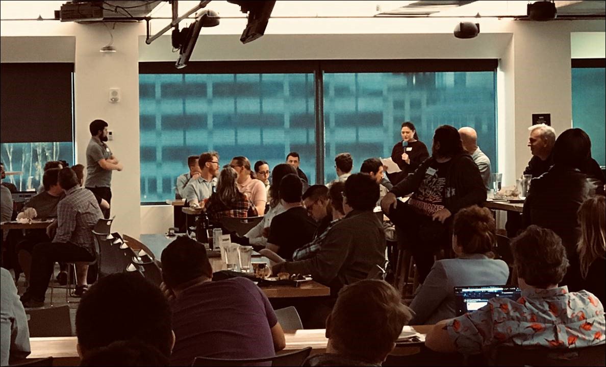 VanderTweet's tweet image. Great turnout the other night at #PDXdevops! Amazing talks from @nishakmr and @nnja on accessible #Github good-first-issues and #technicaldebt. Thank you for sharing your expertise with us all💡