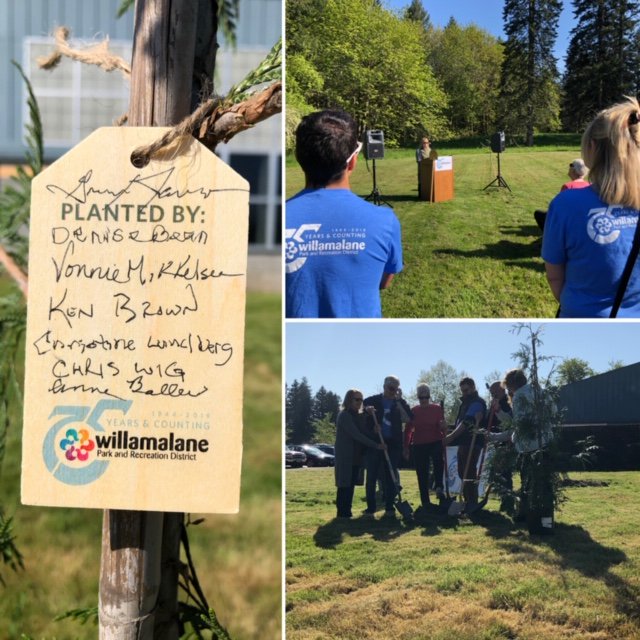 cityspfldoregon's tweet image. Celebrating @Willamalane 75th birthday with a tree planting - 75 trees to be exact! @Cl_lundberg helped kick off today's #ArborDay effort along w/ @SpfldChamber &amp;amp; TEAM Springfield members @SUBUTIL @SpringfieldPS! Shout out to @RexiusLandscape for donating trees #SpringfieldProud