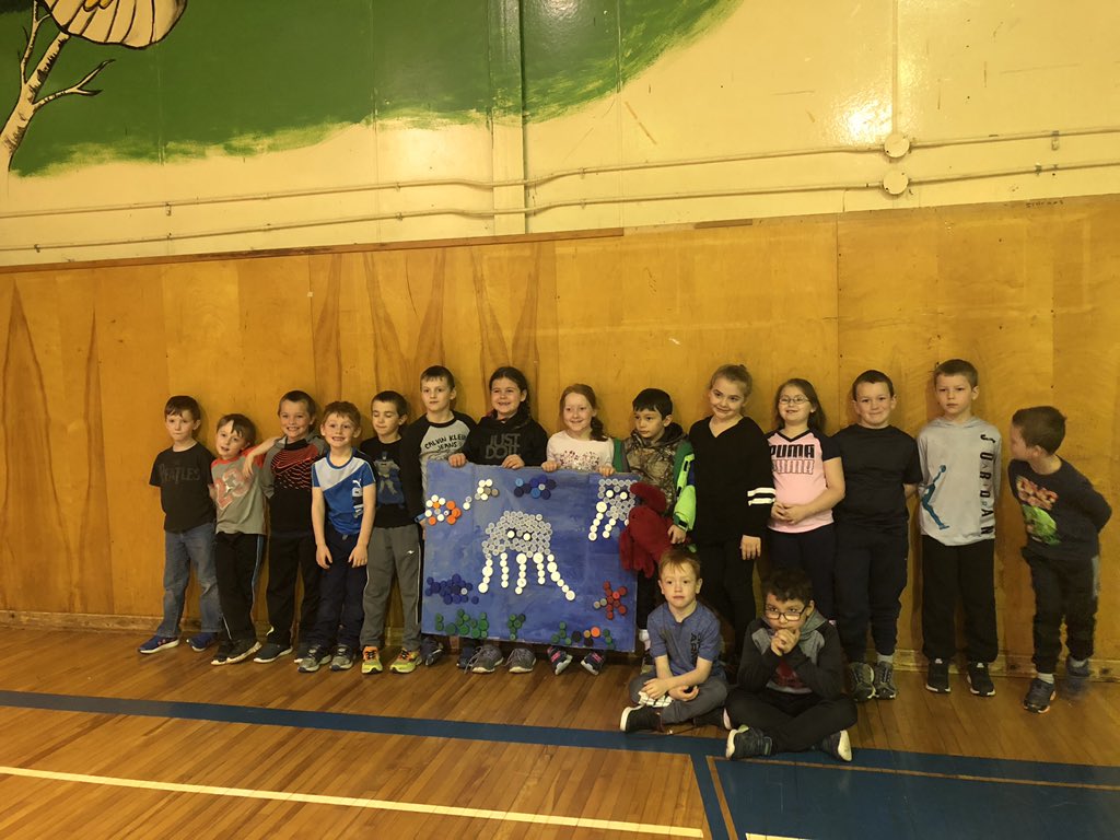 FHMAcademy's tweet photo. Thanks to Mrs. Thompson’s class for their recycled art project that helped kick off the #gocleangetgreen assembly that we hosted today.  @CCRCE_NS https://t.co/S2EvoPfuip