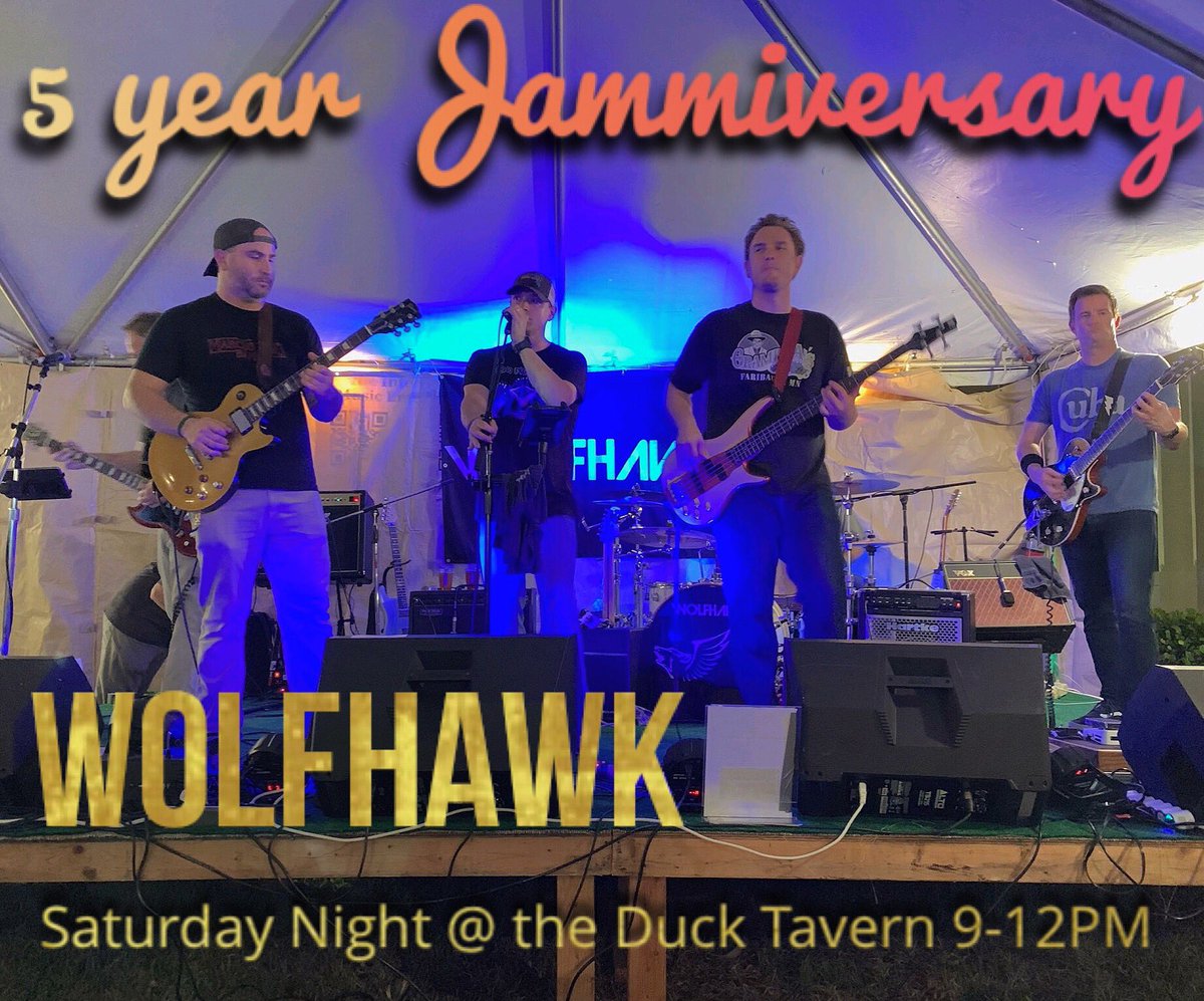 Its Tomorrow Night!!! The 5-year Jammiversary of Wolfhawk!! 9-12PM at the Duck, come and Partay down with us!