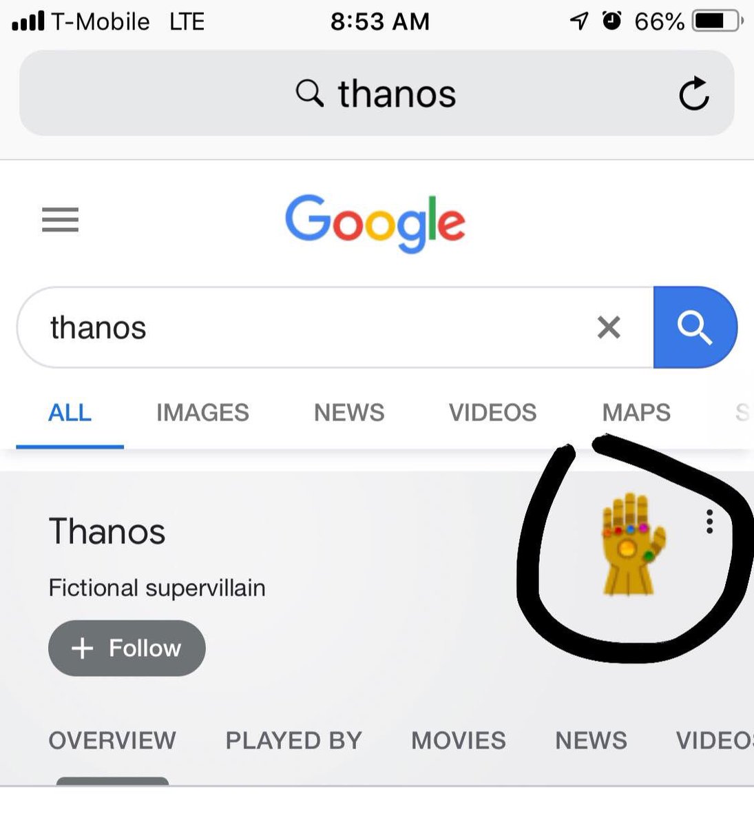 Nick_Kritner's tweet photo. google thanos then tap the gauntlet twice https://t.co/ski6dN4Lw2