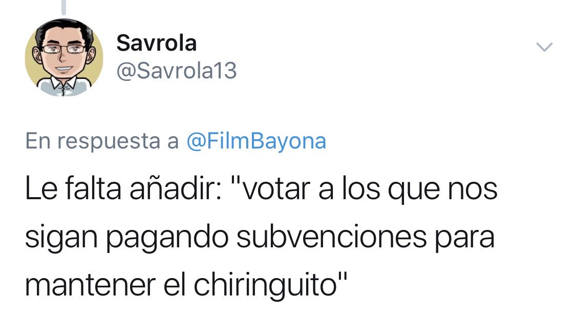 Hola, @savrola13. Mis pelis han recibido algo menos de 4 millones en subvenciones. SOLO EN IVA han devuelto más de 20. Sume los puestos de trabajo que han generado y sus respectivos impuestos. Y el cine español lleva años devolviendo más de lo que recibe. Has de informarte mejor.