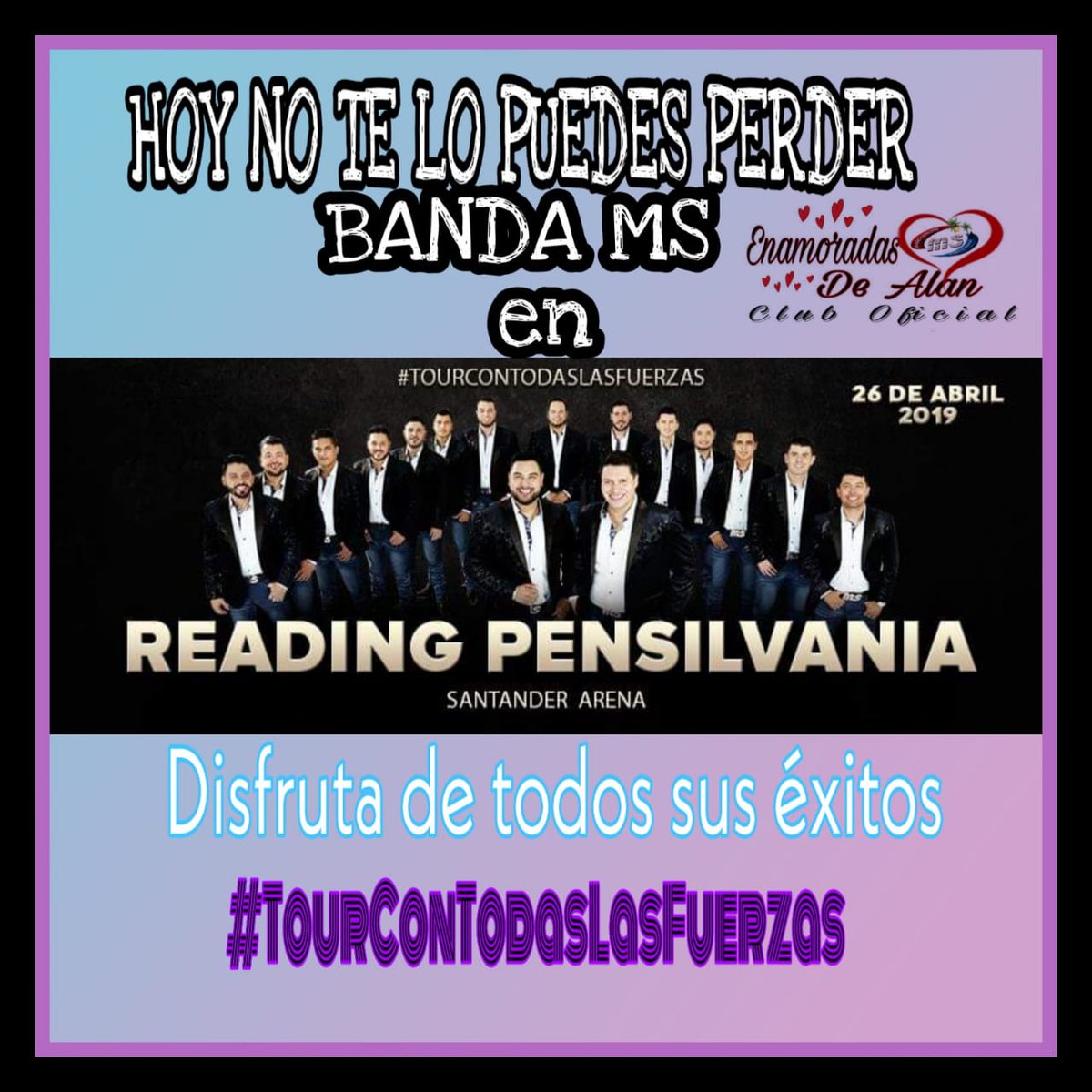 GutierrezCathii's tweet photo. Hoy 26 de abril 
@Banda_Ms en 
Reading Pensilvania
Santander Arena
@enamoradasdalan
@Alan_Ms11
@karlitaaranda
@guadalupmg
@CarlosChollet
@anarodriguezc98 https://t.co/VHvmeD2IZV