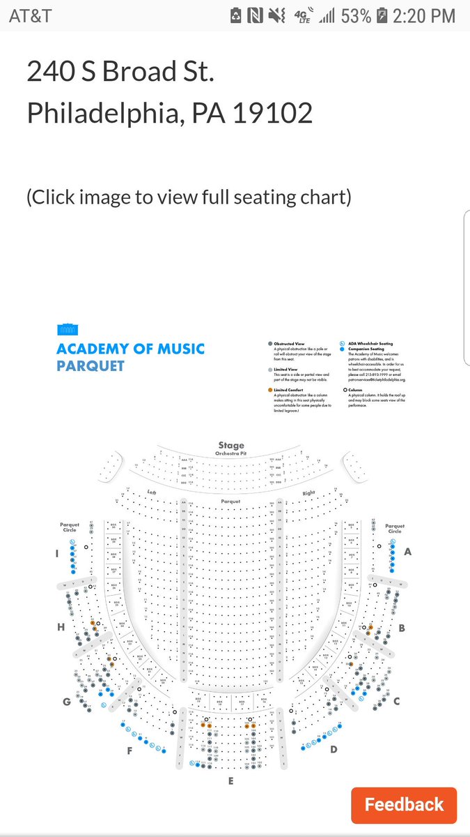 Academy Of Music Parquet Seating Chart