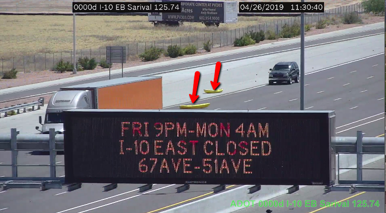 ArizonaDOT's tweet photo. Giant bananas? 
Don't be silly!
They're kayaks on the freeway, because why not? https://t.co/GOPzW7KoOk