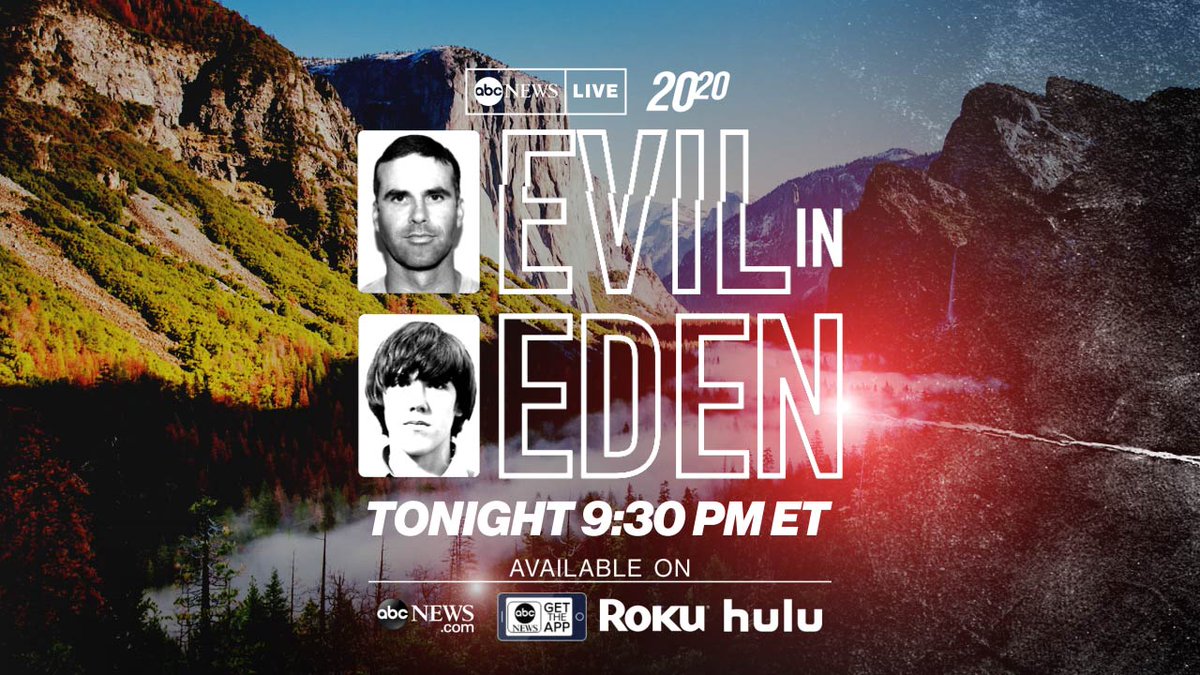 ABCNewsLive's tweet photo. COMING UP: Stream an encore presentation of 20/20 'Evil in Eden' on @ABCNewsLive, starting at 9:30pET (&amp; 1:30am ET). Grab your favorite device and tune-in! https://t.co/MeN3sT6IwX  #ABC2020 #EvilInEden https://t.co/qJfXlrjNch