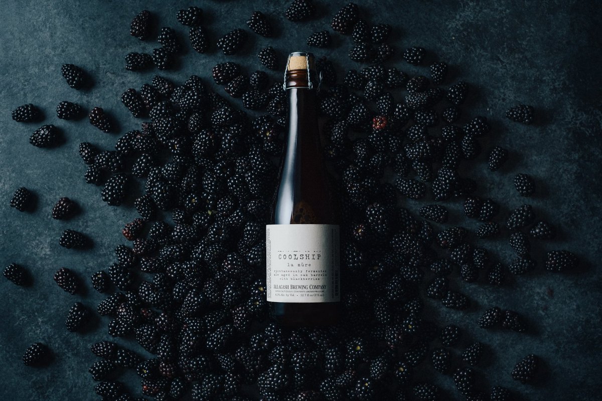 AllagashBrewing's tweet photo. Light tartness, juicy blackberry, complex oak, &amp; a hint of funk. Tomorrow, you’ll be able to taste your way through all those layers personally. Coolship la Mûre, our spontaneously fermented beer aged on blackberries, releases tomorrow—only at the brewery with a 2-bottle limit. https://t.co/jJ40IURAuB