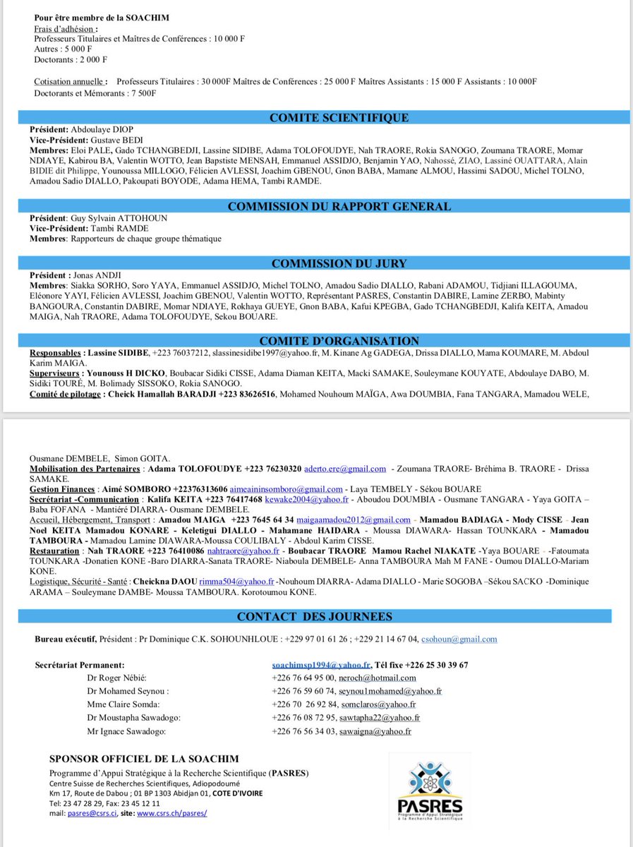 soachim's tweet photo. 20èmes Journées Scientifiques Annuelles de la #SOACHIM, 3ème annonce: Programme et Commissions  #Bamako2019 #Mali https://t.co/lin2zEOjiy