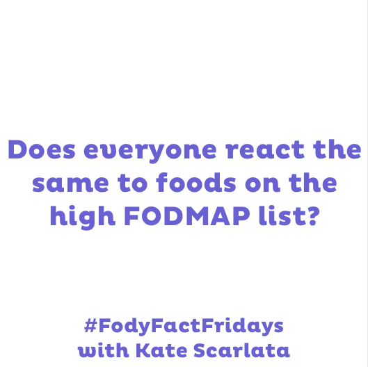 FodyFoods's tweet photo. Does everyone react the same to foods on the #highFODMAP list? Find out from @KateScarlata_RD: https://t.co/IMUfEW6dOE #FodyFactFridays #FridayFacts #Friday #LowFODMAPDiet #HighFODMAP https://t.co/Ti9zge99Jw