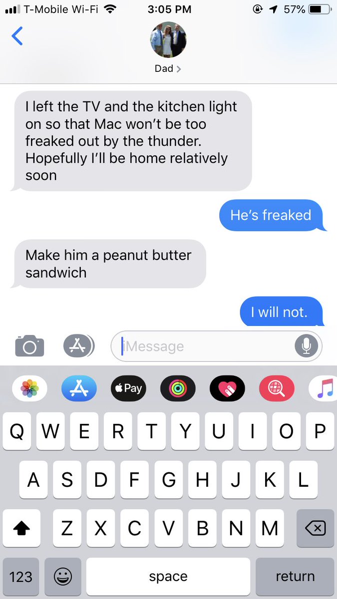 Lslatt01's tweet photo. My dog is terrified of thunder so my dad left the lights and tv on for him so he wouldn’t be too scared. I told him it didn’t work and that he’s still scared and this is his response...

Yeah let me just make the dog a sandwich. https://t.co/Ub8EDXiu4f