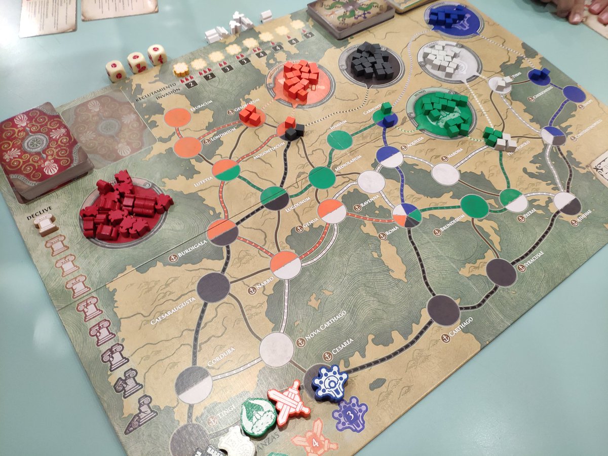 dadoenroscado's tweet photo. Empieza la demo de #pandemic Caida de Roma! En vez de plagas hay bárbaros y está a medio camino entre #juegodemesa y #wargame @Zmangames_ @Ajuntamentsab @santandreujove https://t.co/m6gVHvT70Z