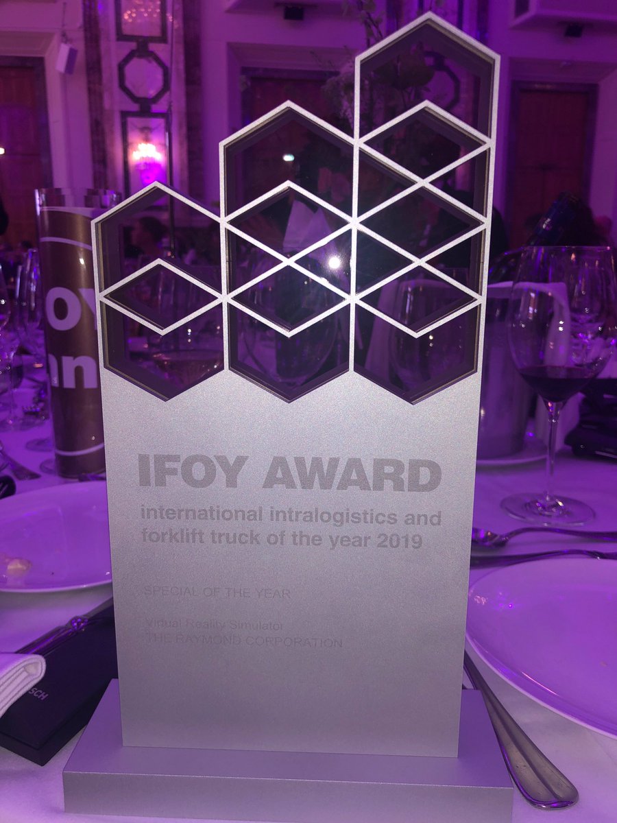 RaymondCorp's tweet image. We are proud to announce that the Raymond Virtual Reality Simulator has won the International Forklift of the Year award in the ‘Special of the Year’ category! Thank you to the @IFOY_AWARD jury for this honorable recognition.