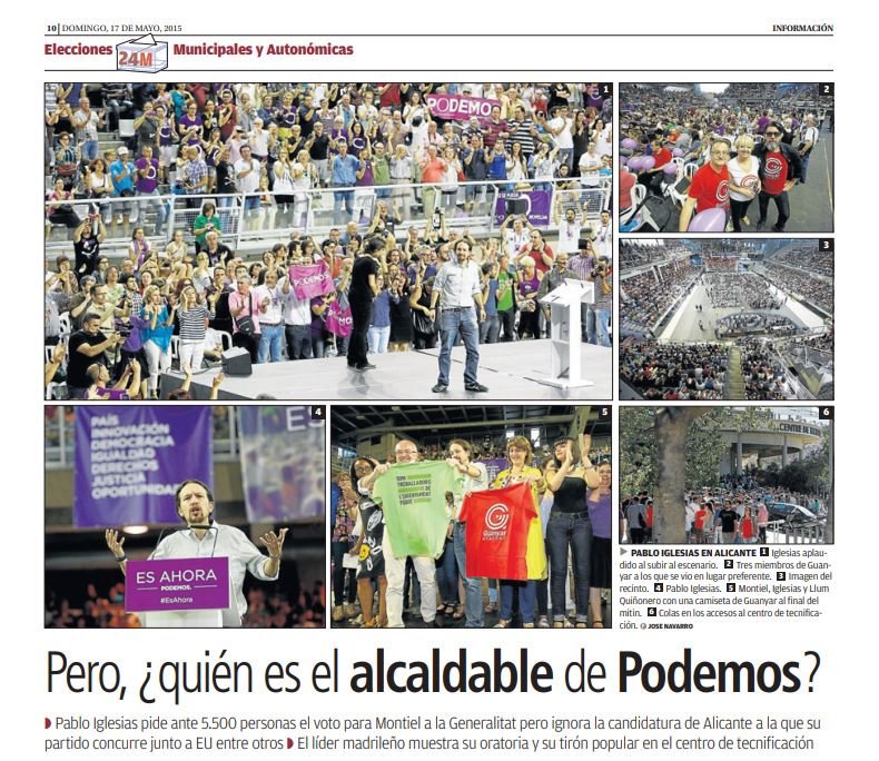 A modo de dato...
Hace cuatro años, Podemos (con Pablo Iglesias) llevó 5.500 personas al Centro de Tecnificación de Alicante.  Lograron 13 diputados en las Cortes. El pasado domingo, Vox (con Santiago Abascal) metió unas 3.000 en el Pitiu Rochel de Alicante. EL 28-A veremos...