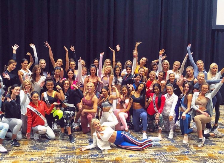 GrandSierra's tweet photo. Rise and shine, it’s pilates time! This morning the lovely contestants of the upcoming @missusa competition gathered in the Summit Pavilion to follow a pilates class led by the current Miss USA, Sarah Rose Summers 🧘🏼‍♀️Scroll to see before, during, and after the class 💪🏻 https://t.co/Px7RyzSbeu