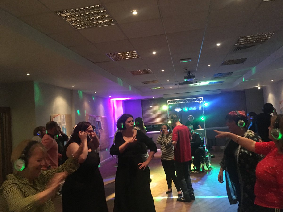 Ending the leadership programme residential with a silent disco. #dancingtogether #leadingtogether @Thompson1Judith @skillsforpeople @easyread_skills @InclusionNorth @NDTicentral
