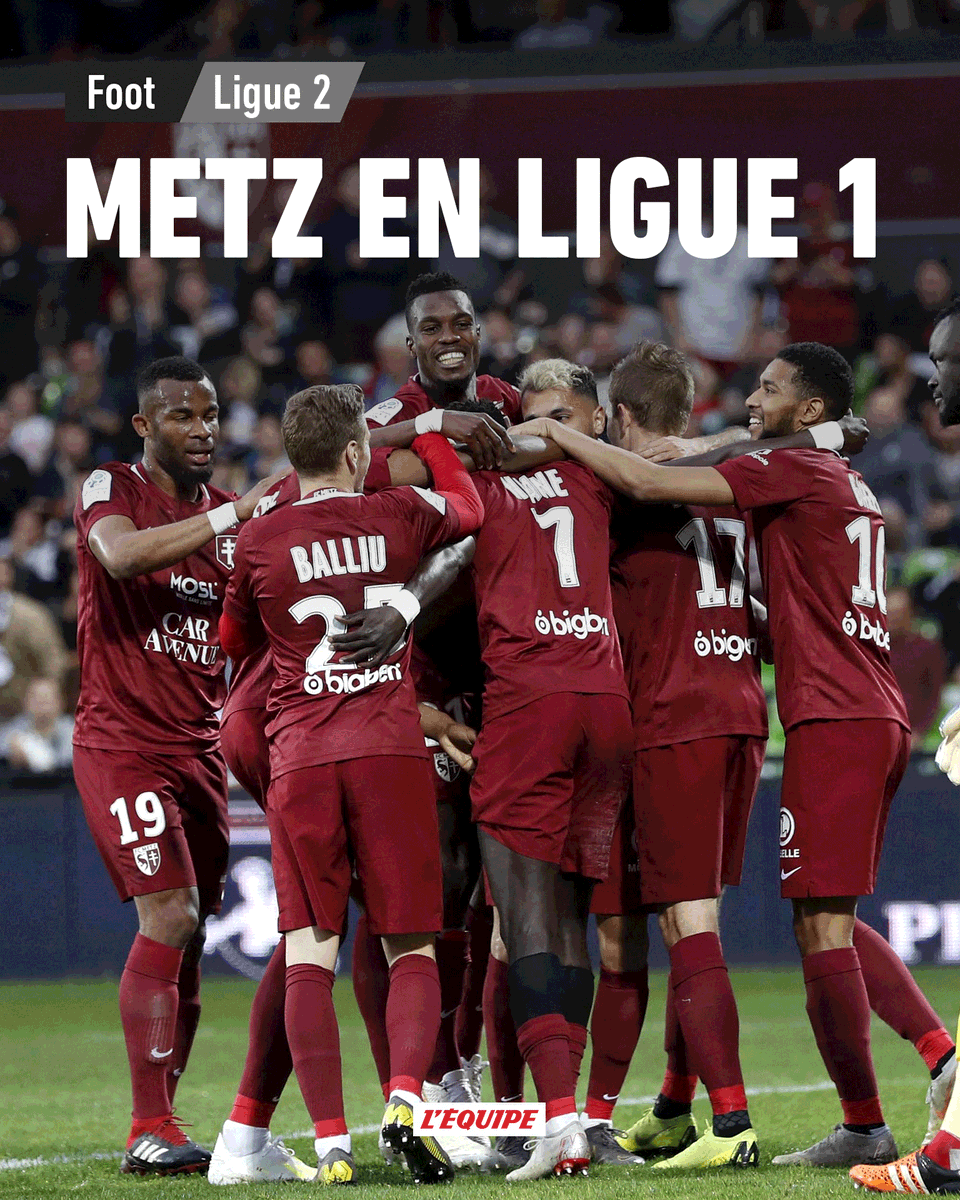 lequipe's tweet photo. Le FC Metz retrouve l'élite un an après sa descente. https://t.co/xpxkhpwmVI