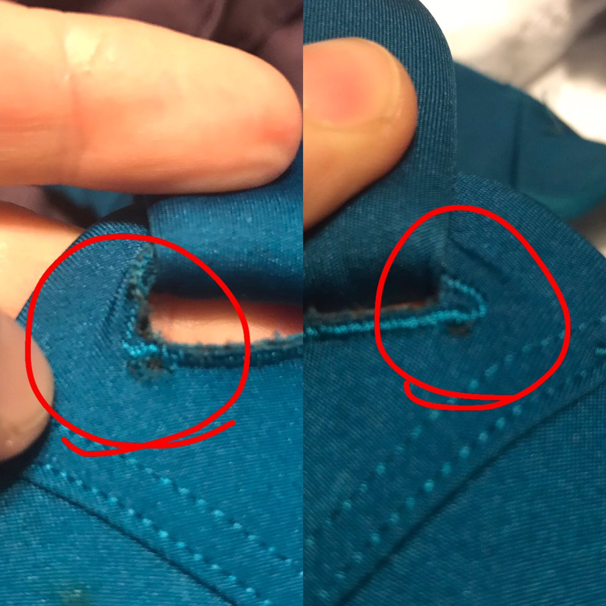 GingerSports's tweet photo. @BrooksRunningCA @brooksrunning   Could you explain why my less than one year old, lightly worn #Juno has holes in it?! At nearly $100 a pop, I’d expect a little more life from one of these things!
#iDidntChooseTheBoobLife https://t.co/CouMhhJyin