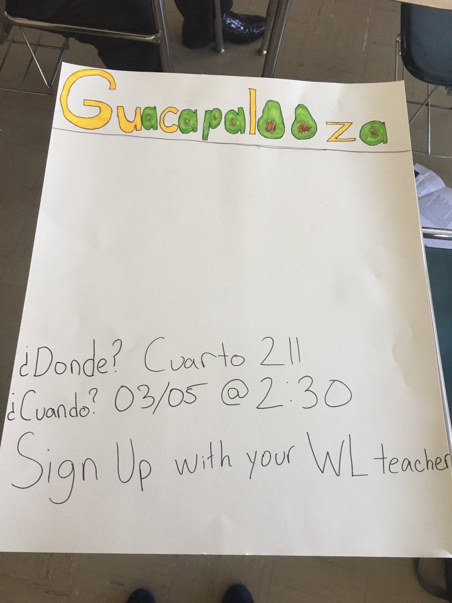 RedHawk_Spanish's tweet image. We are making posters for our Guacapalooza in May 3rd!!: sign up your team with your language teacher next week.  We will provide the avocados!!