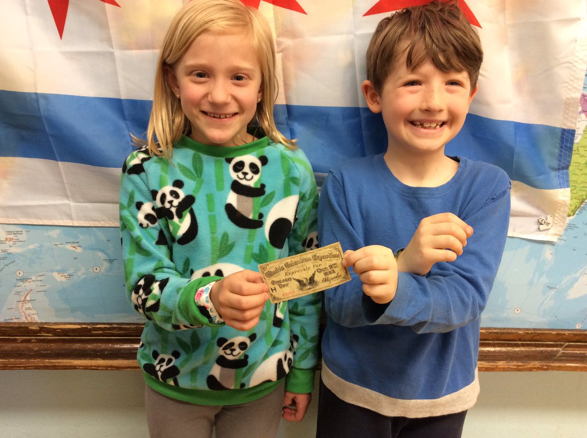 2ndCougars's tweet image. ZW and HM are holding a real ticket to the World Columbian Exposition! That was in 1893 which was 126 years ago so that ticket is 126 years old ! Wow!😱😱😵 EB @CoonleyES