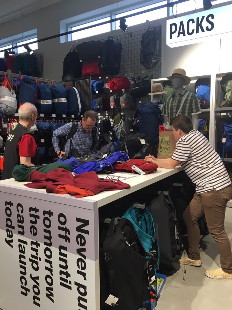 DocMalec's tweet photo. Always super helpful and experienced staff @mec to find EXACTLY the right pack (and rainpants... and headlamps... and...) we were looking for! Great new location! #kilibound https://t.co/PF6BWz1Cdz