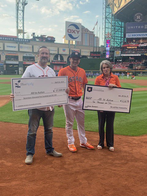 Today <a href="/BlueSprigAutism/">BlueSprig</a> and <a href="/astros/">Houston Astros</a> donated a total of $27,500 to help change the world for children with Autism. Thank you so much for your generosity and support!