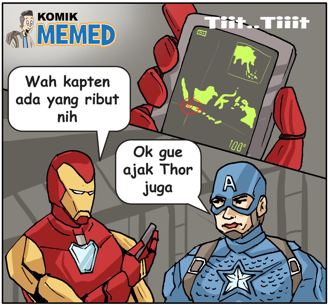Kira-kira bisakah Iron Man, Captain America, Thor dan Hulk bantu damaikan  mereka? 🤔 . . #memed #komikmemed #memedcomic #komiklucu #komik #comic  #avengers #filmavengers #komikmarvel #ironman #captainamerica #thor #hulk  #Pilpres2019 #pemilu2019 #medcomid, image size:1120x1040