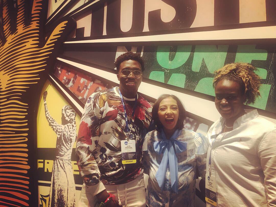 DaytonFlyers's tweet photo. Jordy Tshimanga of @DaytonMBB  Brittany Ward of @DaytonWBB and Emily Jones of @daytonwsoccer are representing the Flyers and @atlantic10 at the 2019 @ncaa Inclusion Forum.  #NCAAInclusion #A10Inclusion #FlyerInclusion https://t.co/6pEGaO16k2