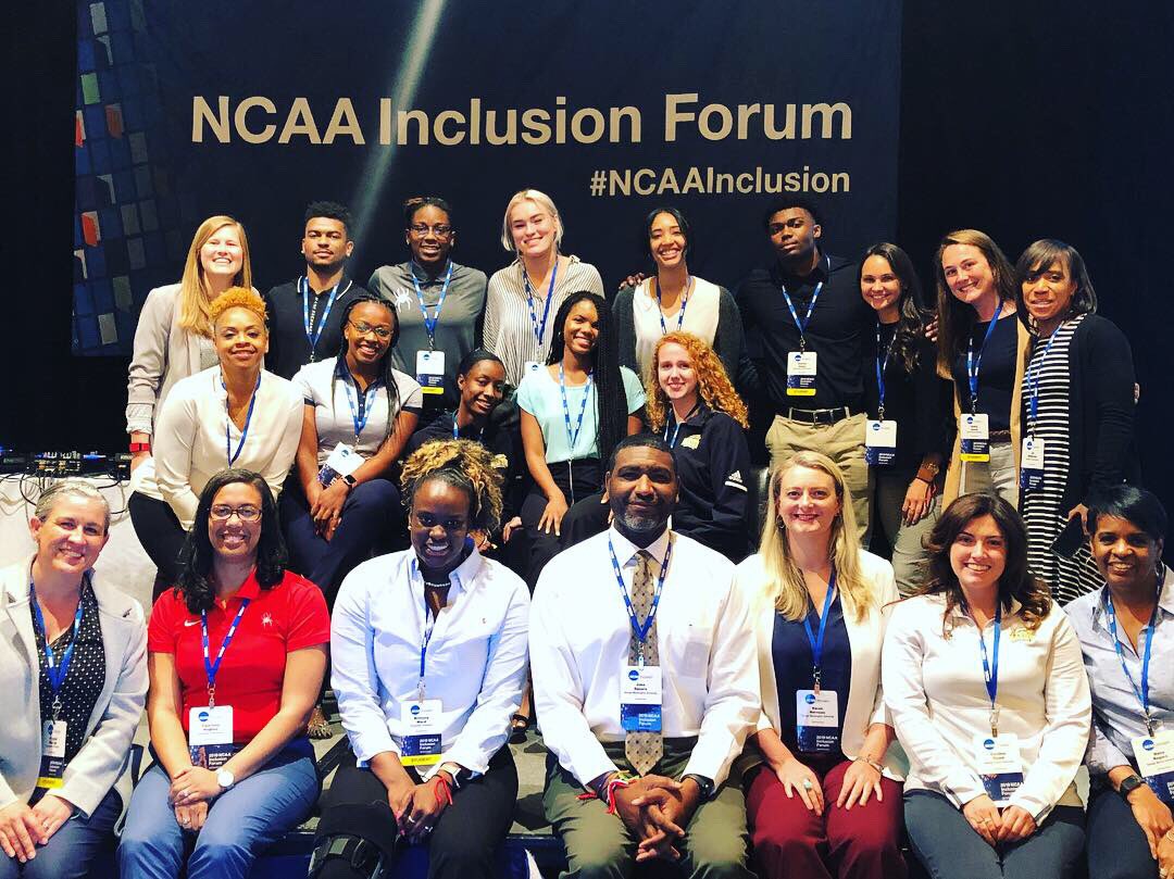 DaytonFlyers's tweet photo. Jordy Tshimanga of @DaytonMBB  Brittany Ward of @DaytonWBB and Emily Jones of @daytonwsoccer are representing the Flyers and @atlantic10 at the 2019 @ncaa Inclusion Forum.  #NCAAInclusion #A10Inclusion #FlyerInclusion https://t.co/6pEGaO16k2