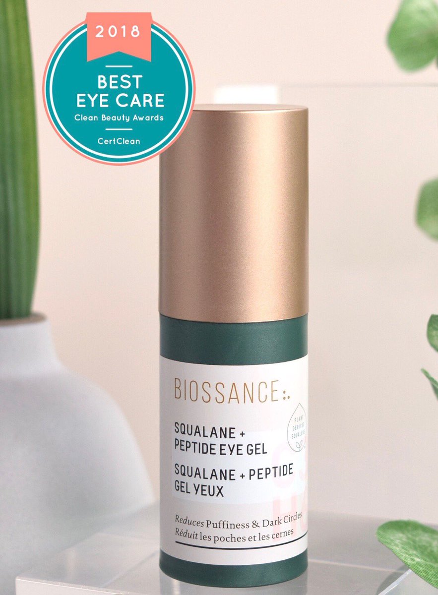 Biossance's tweet photo. We are thrilled to announce that our beloved Squalane + Peptide Eye Gel was awarded "Best Eye Care" in the @CertClean 4th annual Clean Beauty Awards. #CertClean #CleanBeautyAwards https://t.co/9Ek4NjmsYl