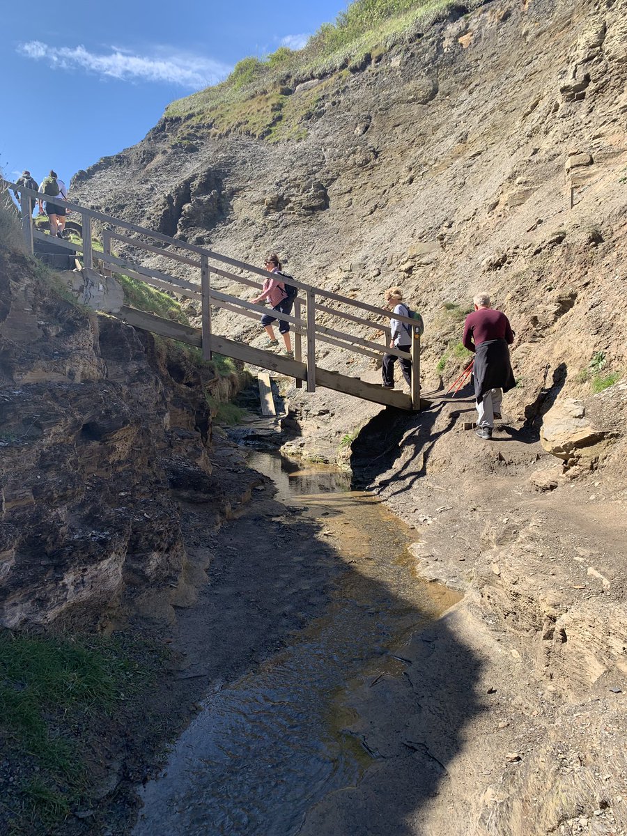 45DegreesWest's tweet photo. Today we covered a sizeable lump of the Cleveland Way (over 16 miles) . Bringing our total mileage to over 100 miles....! Hugging the coast line , dipping in and out of some of the North  East’s most picturesque fishing towns. We are now over £6k towards our £7k target!#charity https://t.co/l69VDOpbVf