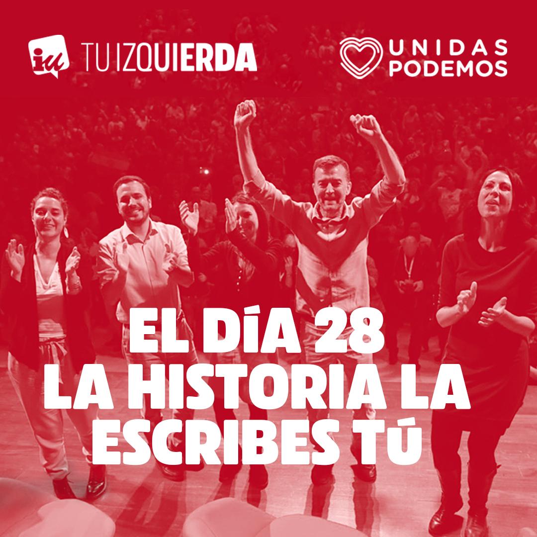 MailloAntonio's tweet photo. El #28A nos jugamos mucho. Las élites ya han decidido que el trío de Colón es su opción, pero está en nuestras manos frenarlos y construir un país de justicia social, solidario, ecologista y feminista. 

Unidas Podemos es el voto de la esperanza. La historia la escribes tú ❤️💜💚 https://t.co/3XOB4bWXWP