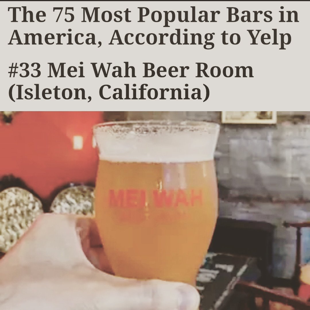 Congratulations to the Delta's <a href="/MeiWahBeerRoom/">Mei Wah Beer Room</a> for being one of the most popular bars on <a href="/yelp/">Yelp</a>! Drive on down to Isleton and check out why it's such a favorite! 
#NoTunnel #SaveTheDelta #CADelta #CA #Delta #Water #Isleton #Sacramento #BayArea #NorCal #DeltaNews <a href="/thedailymeal/">Daily Meal</a>