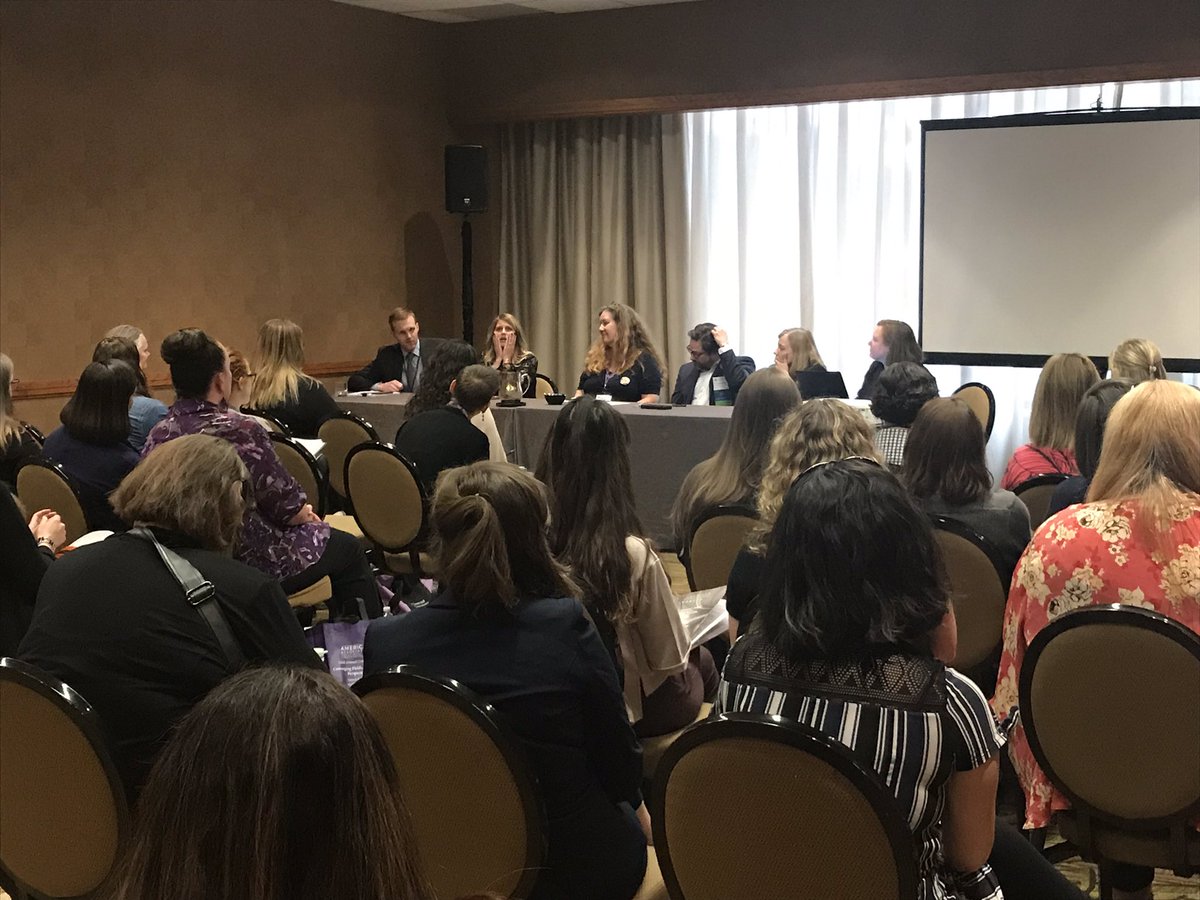 creightonc's tweet photo. Stopping by Parenting as a Suicidologist to see three of our board members: @juliecerel Vanessa McGann &amp; @socworkpodcast . Definitely powerful and absolutely packed. #aas19 https://t.co/q6Vwh0gaSb