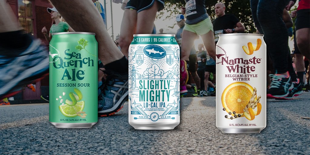 DEMarathon's tweet photo. Will run for beer! Be sure to swing by the post-race beer garden to grab a refreshing can of @dogfishhead SeaQuench Ale, Namaste White or their new Slightly Mighty! #offcentered #DelRunFest https://t.co/o0IceSix1R