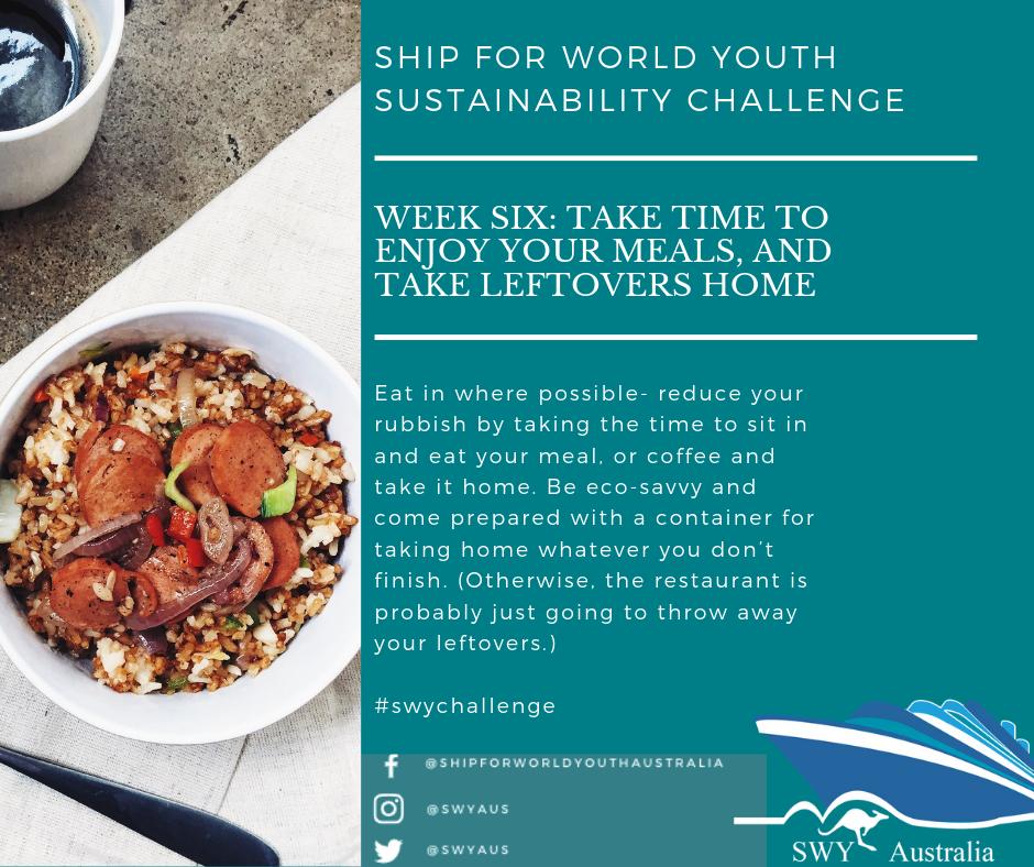 swyaus's tweet photo. 🌿SHIP FOR WORLD YOUTH SUSTAINABILITY CHALLENGE WEEK 6 - Forgot your keep cup? No problem, just choose to have your coffee in the cafe and refuse disposable cups. Use takeaway containers at restaurants for leftovers! Share your challenge with the hashtag #swychallenge https://t.co/1Ce241mAe6